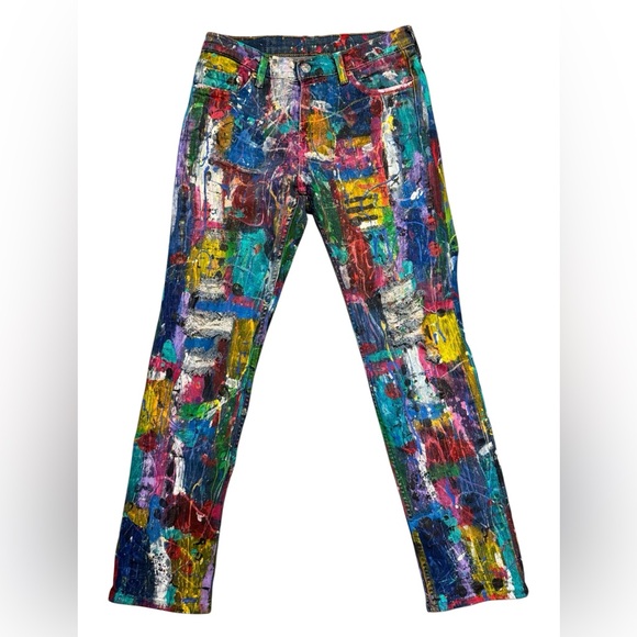 ⚫️ Hand-Painted One Of A Kind Abstract Graffiti Jeans by Dani Wilson - Picture 1 of 9